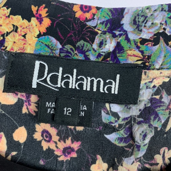 Anthropologie Rdalamal Black Floral Top Blouse Size 12 Long Sleeves - Picture 7 of 9